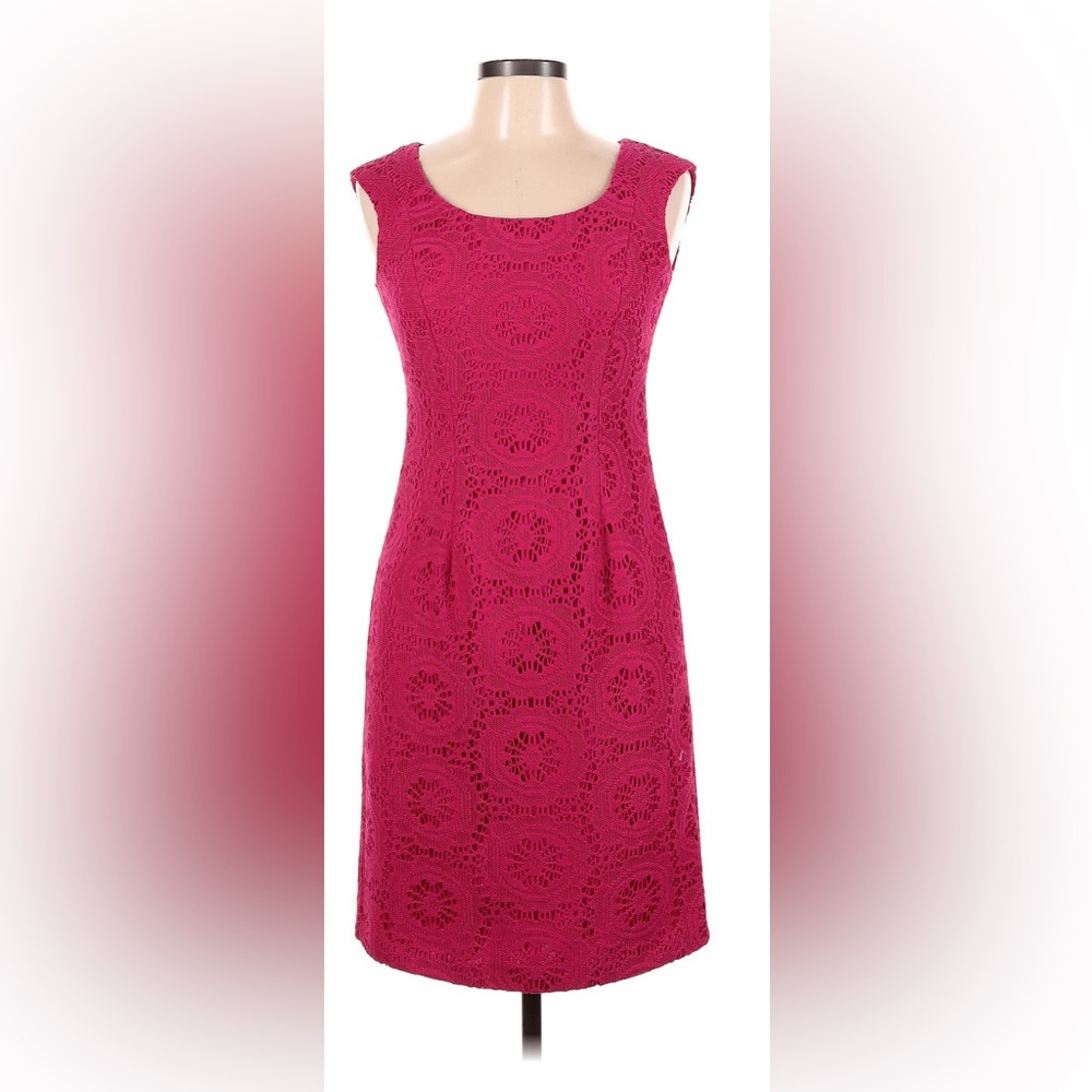 Adrianna Papell Magenta Crochet Cocktail Dress